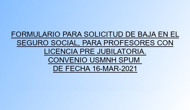 Formulario para Solicitud de Baja en el Seguro Social